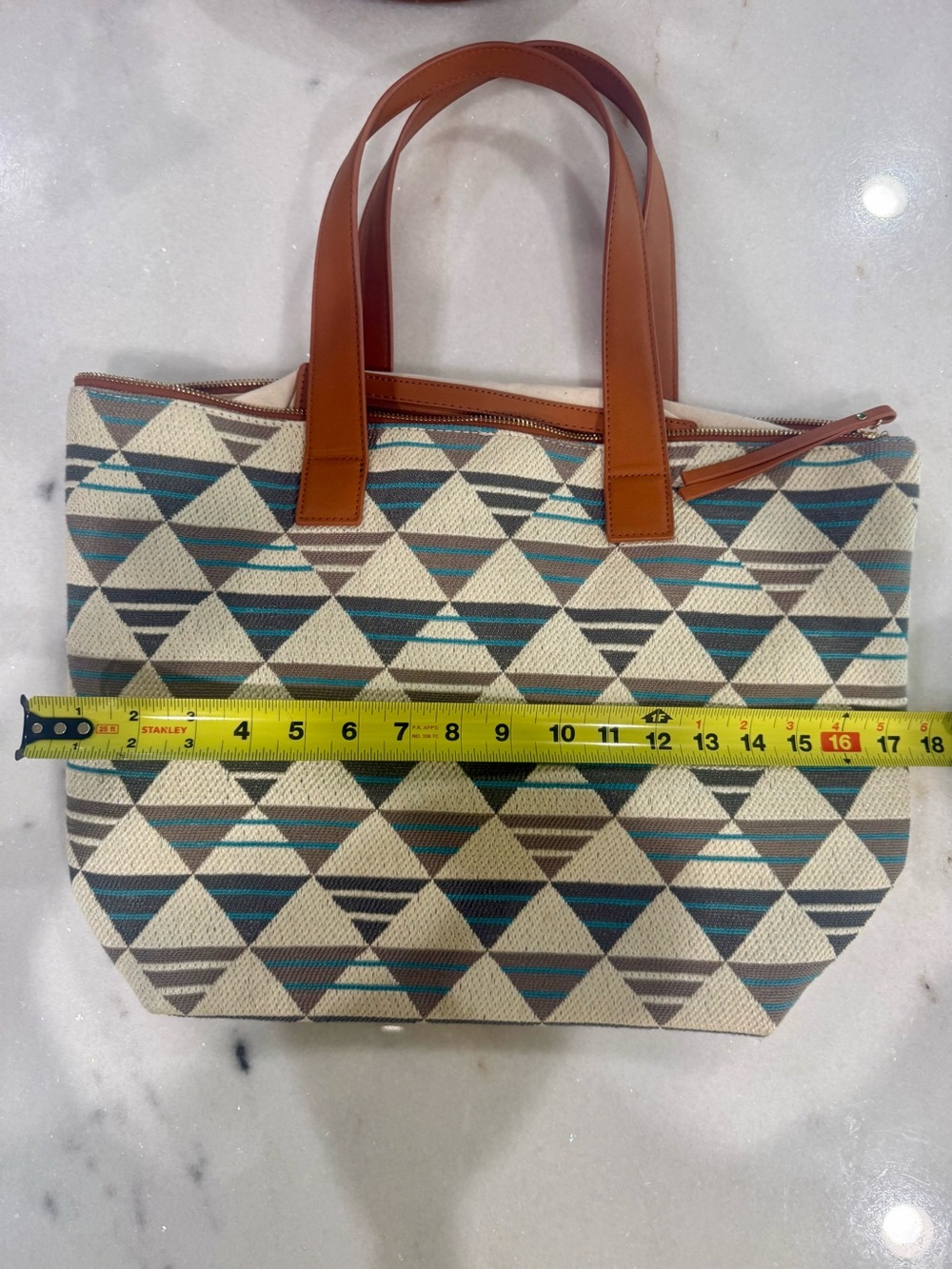 NWOT Moda Luxe Quinn Tote Blue and Neutral Hues Canvas - Picture 10 of 10